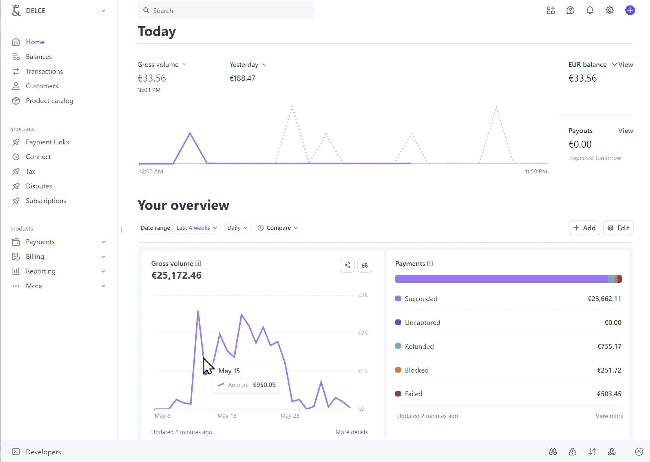 Stripe France €25k Instant Payout Dashboard Screenshot Proof