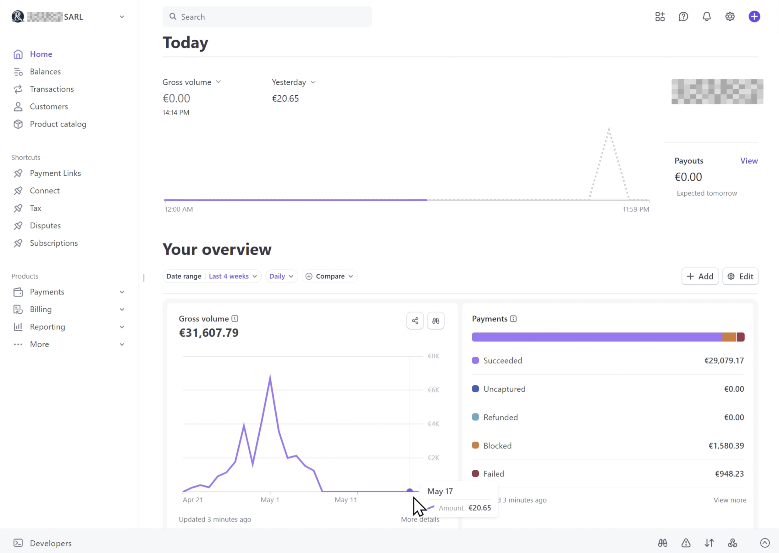 Stripe France €31k Instant Payout Dashboard Screenshot Proof