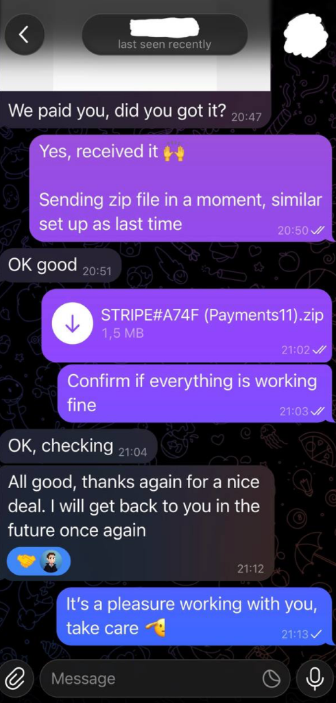 Telegram Handover Proof 1